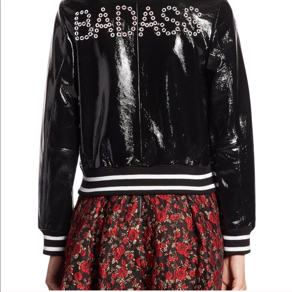 Alice + Olivia Bad Ass Leather Bomber Jacket